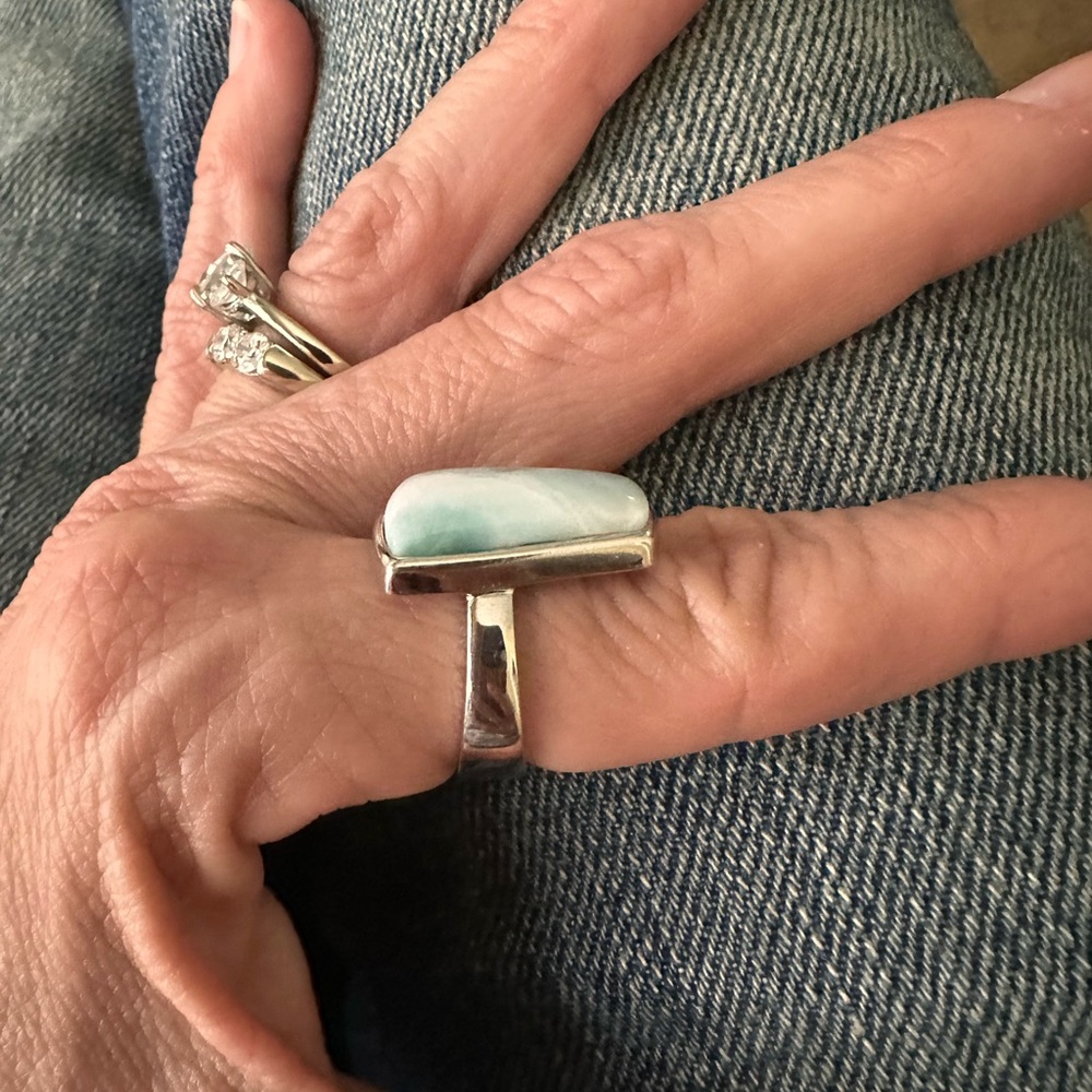 Dune Jewelry Larimar Ring sz6 Sterling Silver - Picture 6 of 8